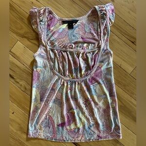 Marc By Marc Jacobs Pink Ruched Cap Sleeve Tank Top